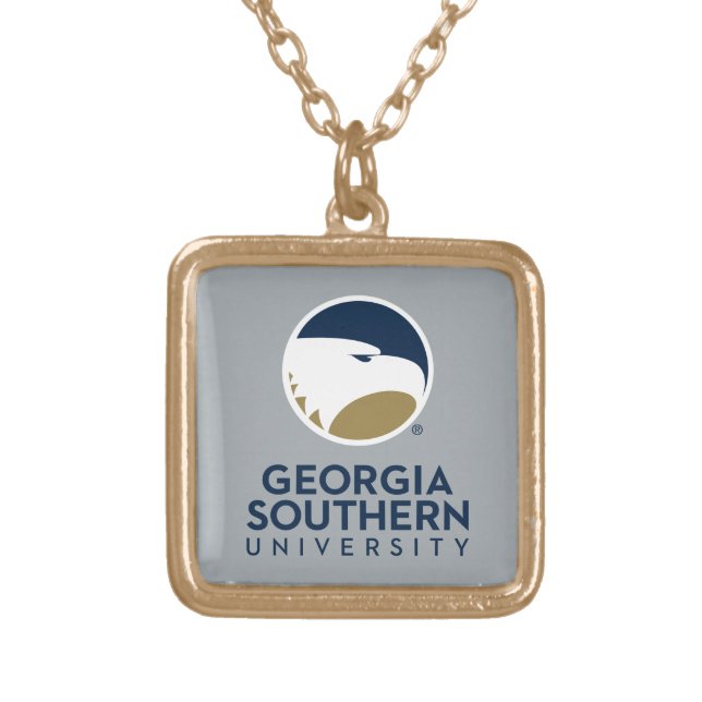 Georgia Southern University Logo & Text Gold Plated Necklace (Front)