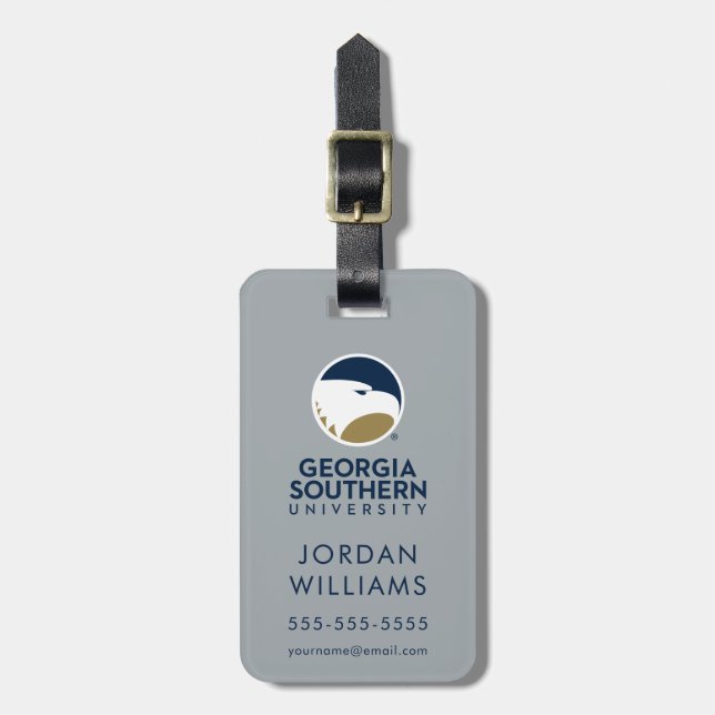 Georgia Southern University Logo & Text Luggage Tag (Front Vertical)