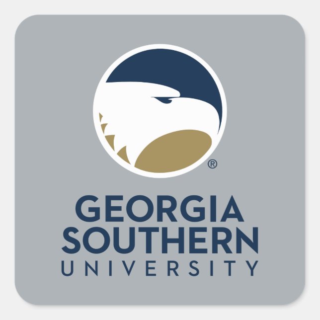 Georgia Southern University Logo & Text Square Sticker (Front)