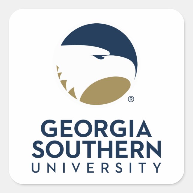 Georgia Southern University Logo & Text Square Sticker (Front)