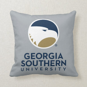 Georgia Southern University Logo & Text Throw Pillow