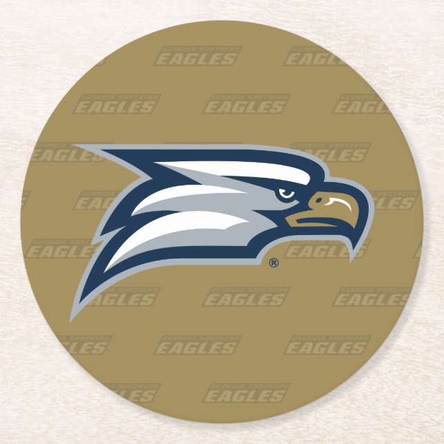 Georgia Southern University Logo Watermark Round Paper Coaster (Front)