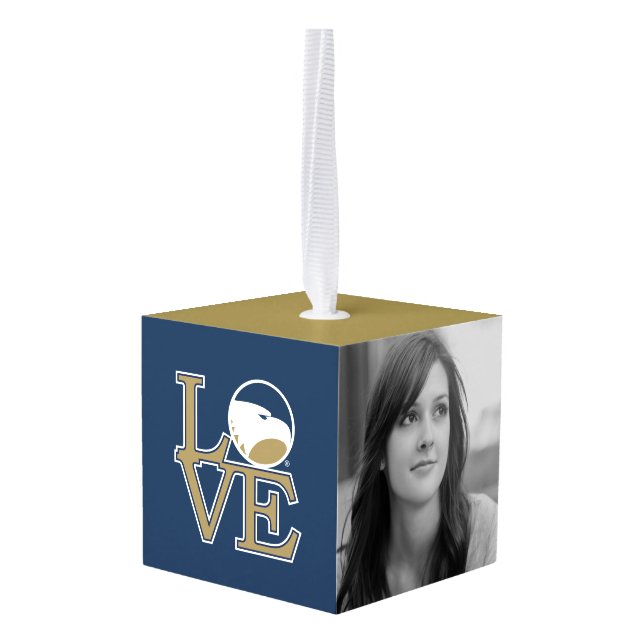 Georgia Southern University Love Cube Ornament (Back Angled)