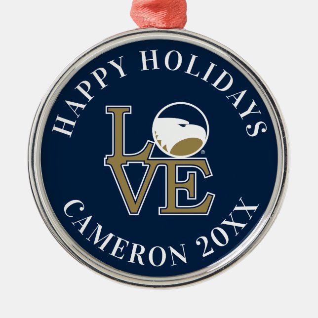 Georgia Southern University Love Metal Ornament (Front)