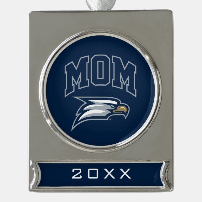 Georgia Southern University Mom Silver Plated Banner Ornament (Front)