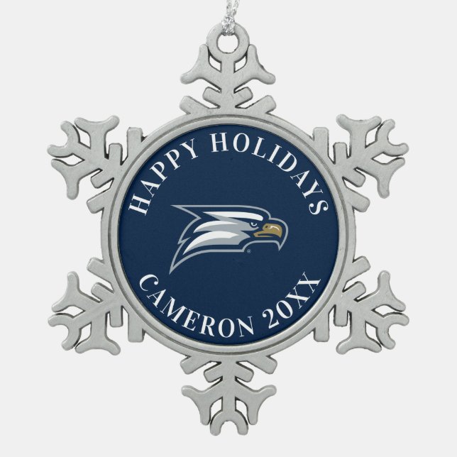 Georgia Southern University Snowflake Pewter Christmas Ornament (Front)
