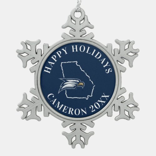 Georgia Southern University State Love Snowflake Pewter Christmas Ornament