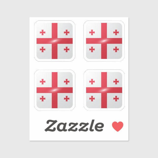 Georgia square glossy flag sticker (Sheet)