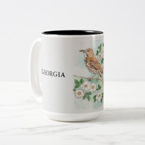 GEORGIA State Bird and Flower Two_Tone Coffee Mug