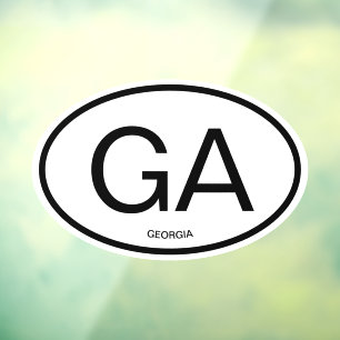 Georgia state code abbreviation oval shape car window cling