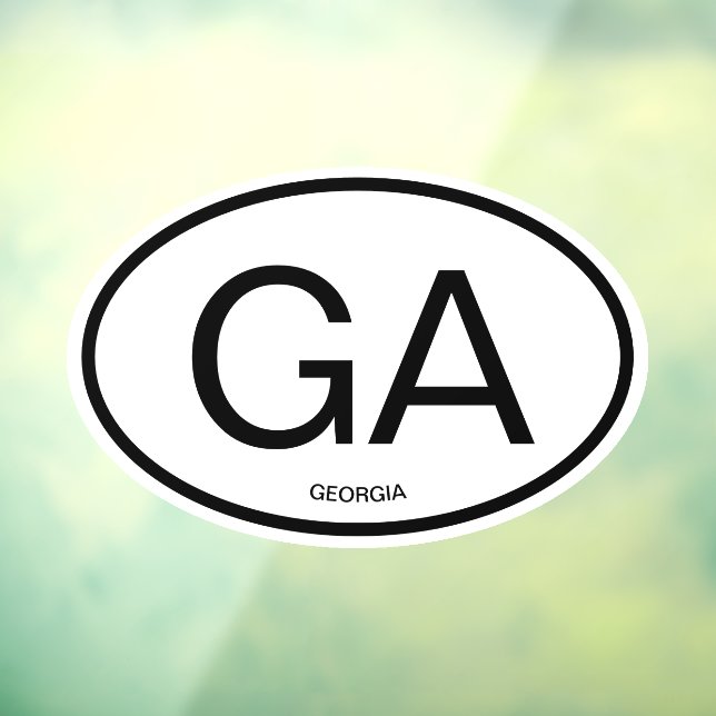 Georgia state code abbreviation oval shape car  window cling (Sheet 3)