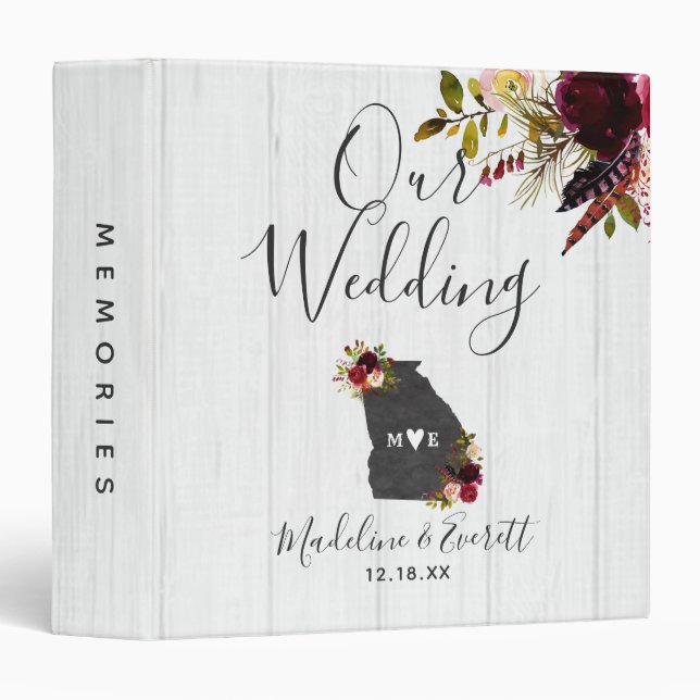 Georgia State Destination Wedding Photo Album 3 Ring Binder (Front/Spine)