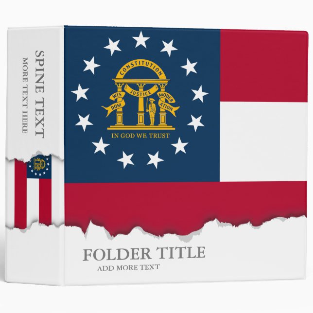 Georgia State Flag 3 Ring Binder (Front/Spine)