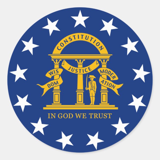 Georgia State Flag Classic Round Sticker (Front)