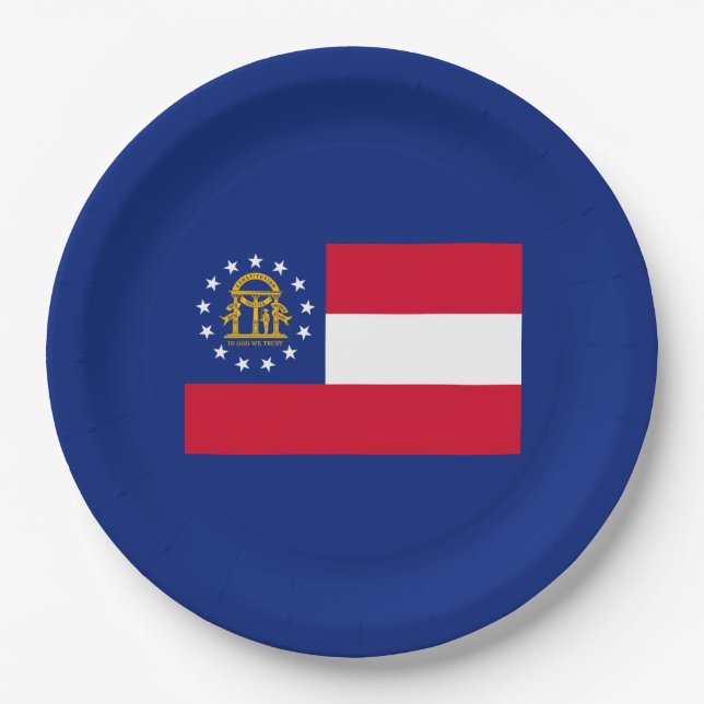 Georgia State Flag Design Decor Paper Plates (Front)