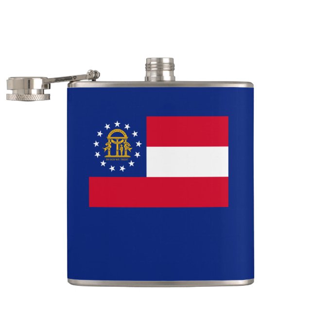 Georgia State Flag Design Hip Flask (Opened)