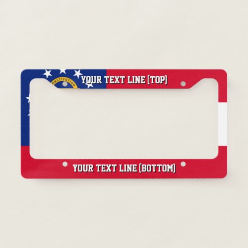 Georgia State Flag Design on a Personalized License Plate Frame