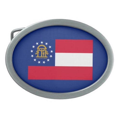 Georgia State Flag Design Oval Belt Buckle