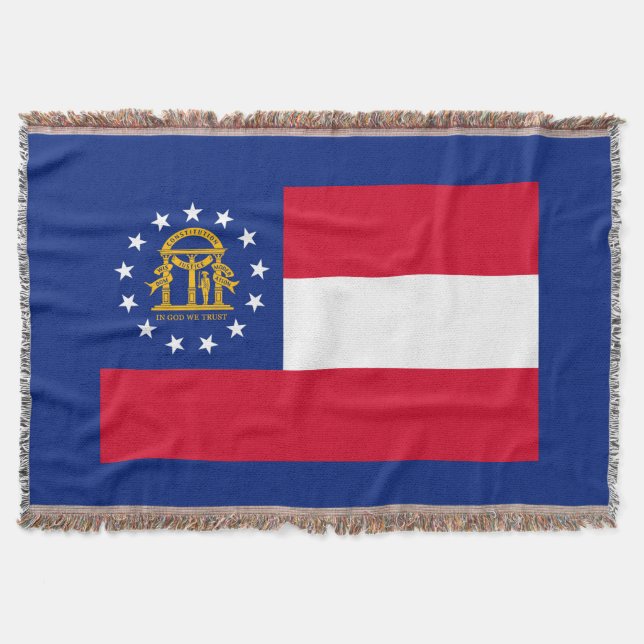 Georgia State Flag Design Throw Blanket (Front)