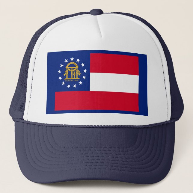 Georgia State Flag Design Trucker Hat (Front)