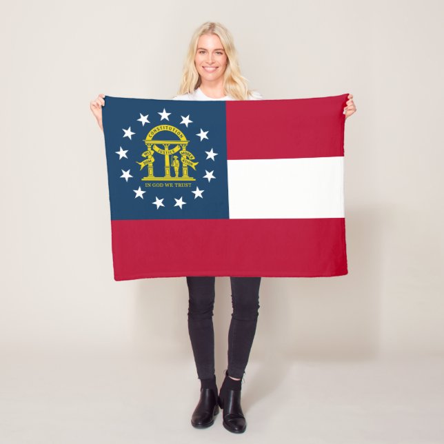 Georgia State Flag Fleece Blanket (In Situ)