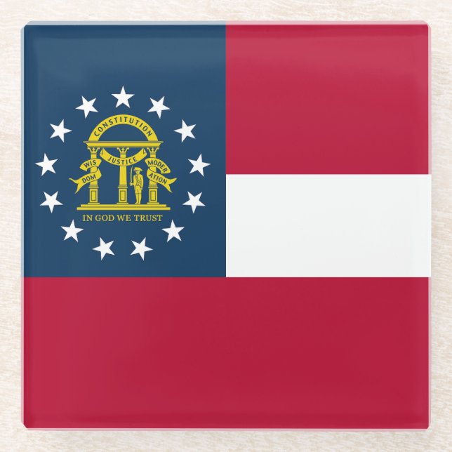 Georgia State Flag Glass Coaster (Front)