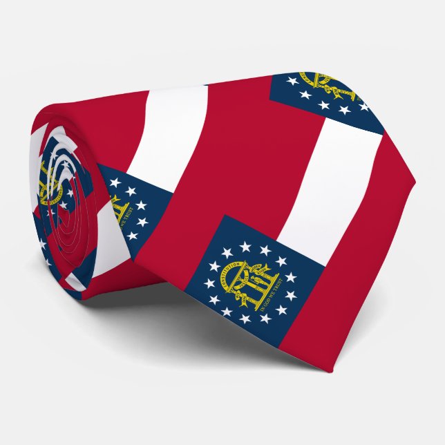 Georgia State Flag Neck Tie (Rolled)