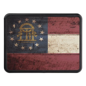 Georgia State Flag On Old Wood Grain Tow Hitch Cover by electrosky at Zazzle