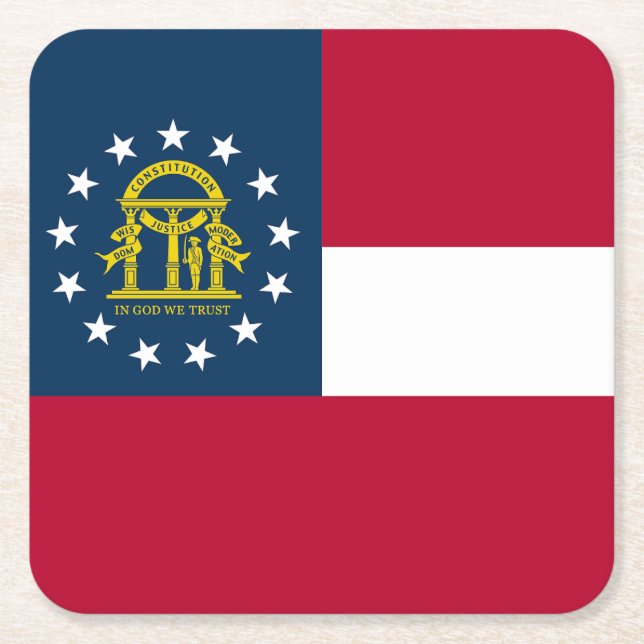 Georgia State Flag Square Paper Coaster (Front)