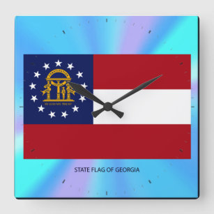 Georgia State Flag Square Wall Clock