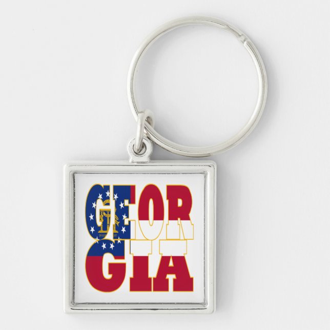 Georgia state flag text keychain (Front)