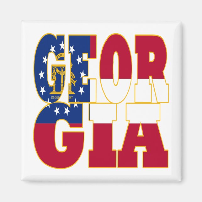 Georgia state flag text magnet (Front)