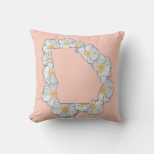 Georgia State Flower - Cherokee Rose Throw Pillow