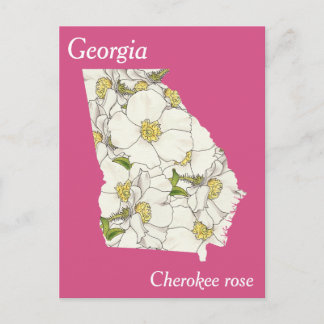 Georgia State Flower Collage Map Postcard