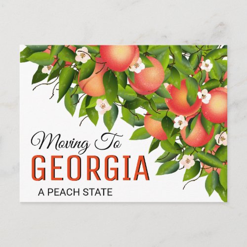 Georgia State Fruit Peaches  Change of Address Postcard