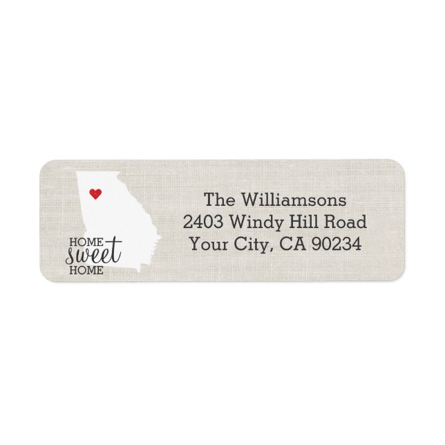 Georgia State Love Map Home Sweet Home Custom Label (Front)
