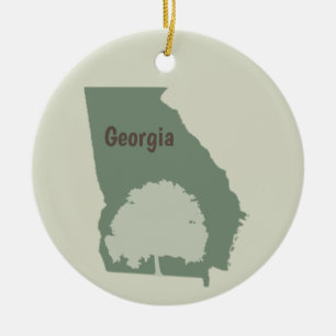 Georgia State map oak tree Ceramic Ornament
