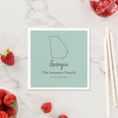 Georgia State Map Personalized Family Reunion Napkins