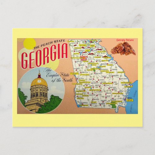 Georgia State Map Postcard