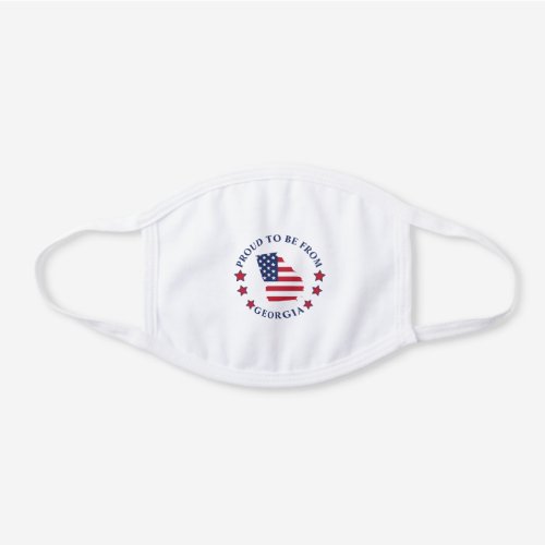 Georgia State Map Red White Blue Flag Pattern White Cotton Face Mask