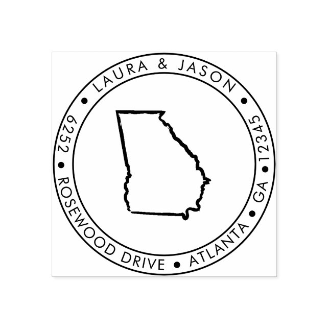 Georgia State Map Return Address Wood Art Stamp (Imprint)