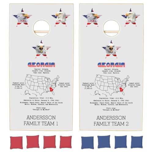 Georgia State Patriotic Customizable Cornhole Set