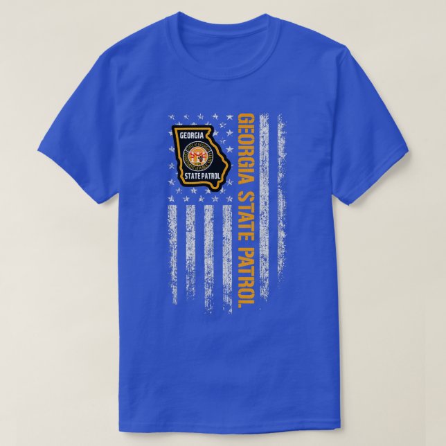 Georgia State Patrol American Flag  T-Shirt (Design Front)
