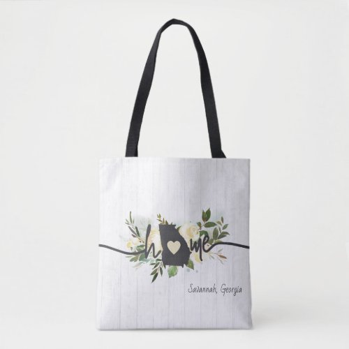 Georgia State Personalized Your Home City Rustic Tote Bag