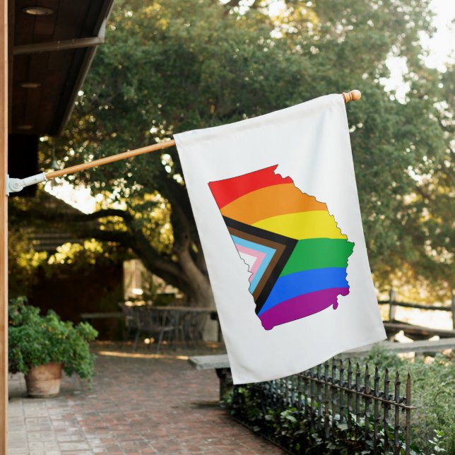Georgia State Pride LGBTQ Progress Pride House Flag (In SItu)