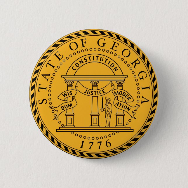 Georgia state seal america republic symbol flag pinback button (Front)