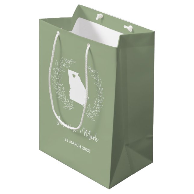 Georgia State Silhouette Wedding Anniversary     Medium Gift Bag (Front Angled)