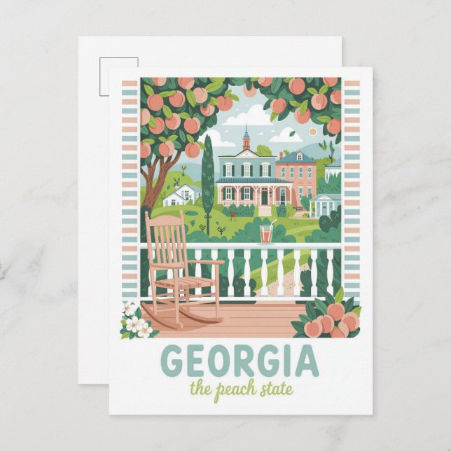 Georgia the Peach State USA Summer Travel Postcard (Front/Back)