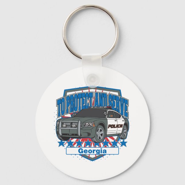 Georgia To Protect and Serve Police Car Keychain (Front)