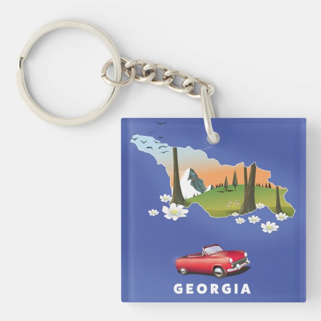 Georgia travel poster keychain (Front)